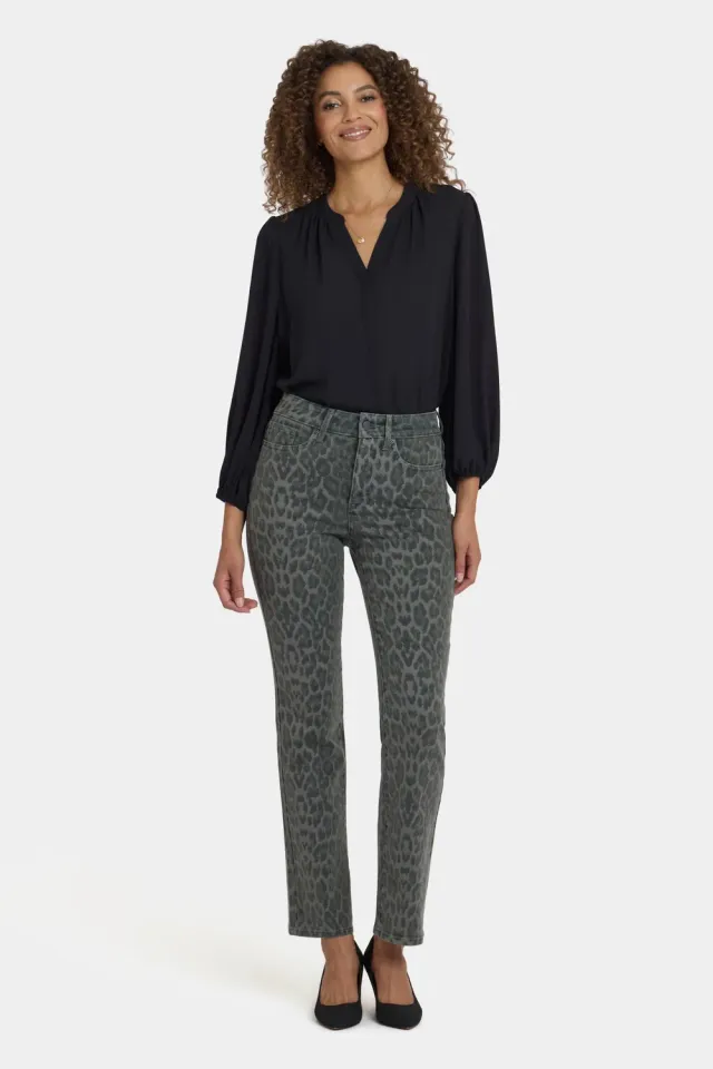 NYDJ Marilyn Straight Jeans Vine Leaf Leopard