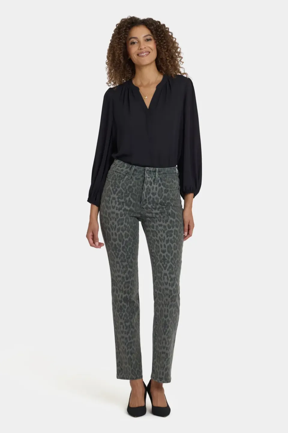 NYDJ Marilyn Straight Jeans Vine Leaf Leopard