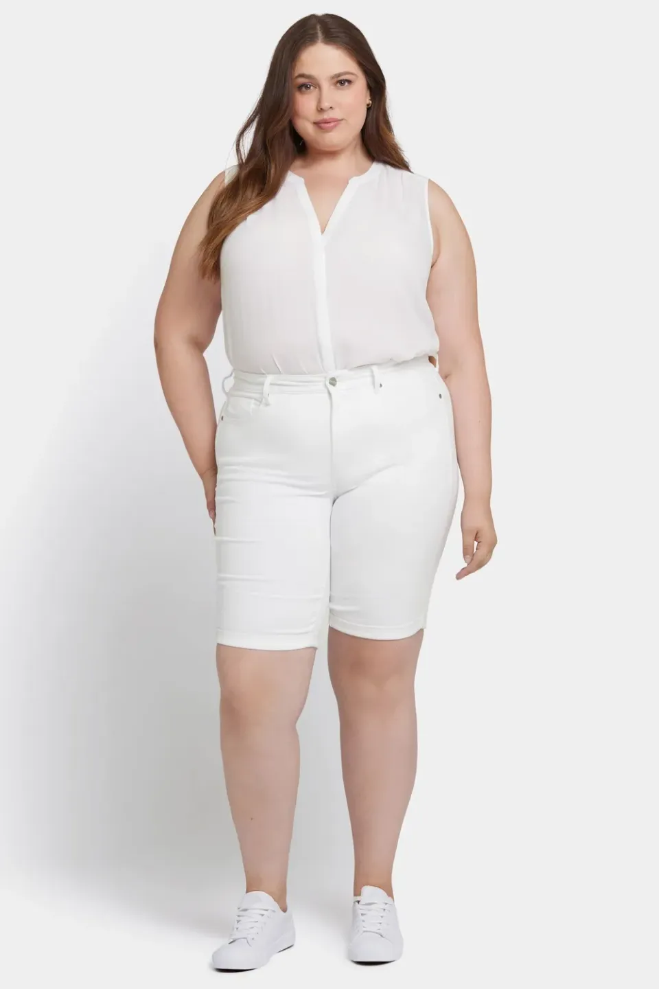 NYDJ Briella 11 Inch Jeansshorts Optic White Plus-Size