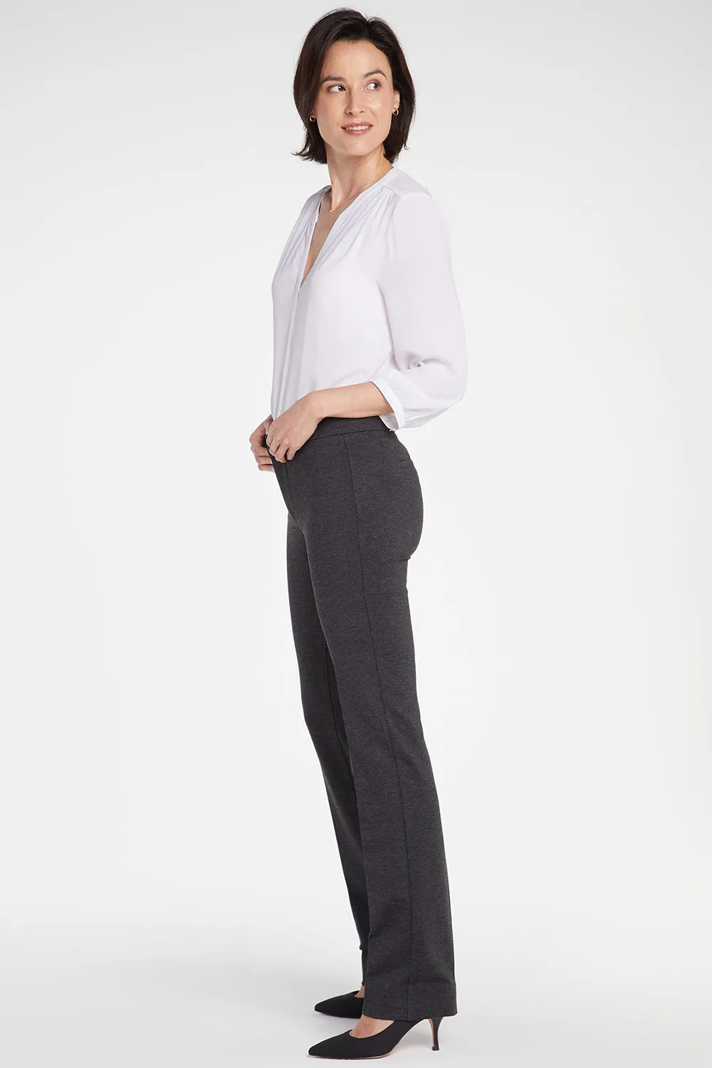 NYDJ Slim Trouser Petite Stoffhose Charcoal Ponte