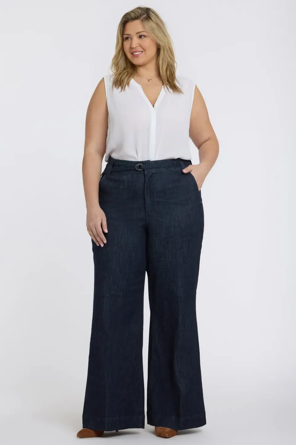 NYDJ Mia Palazzo Jeans Plus Rinse mit Gürtel