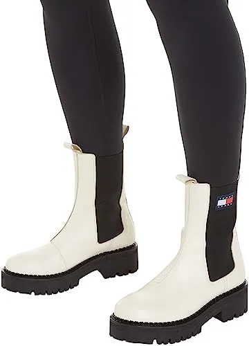 Tommy Jeans TJW Urban Chelsea EN0EN02298 Stiefel Damen Weiß mittelhoch