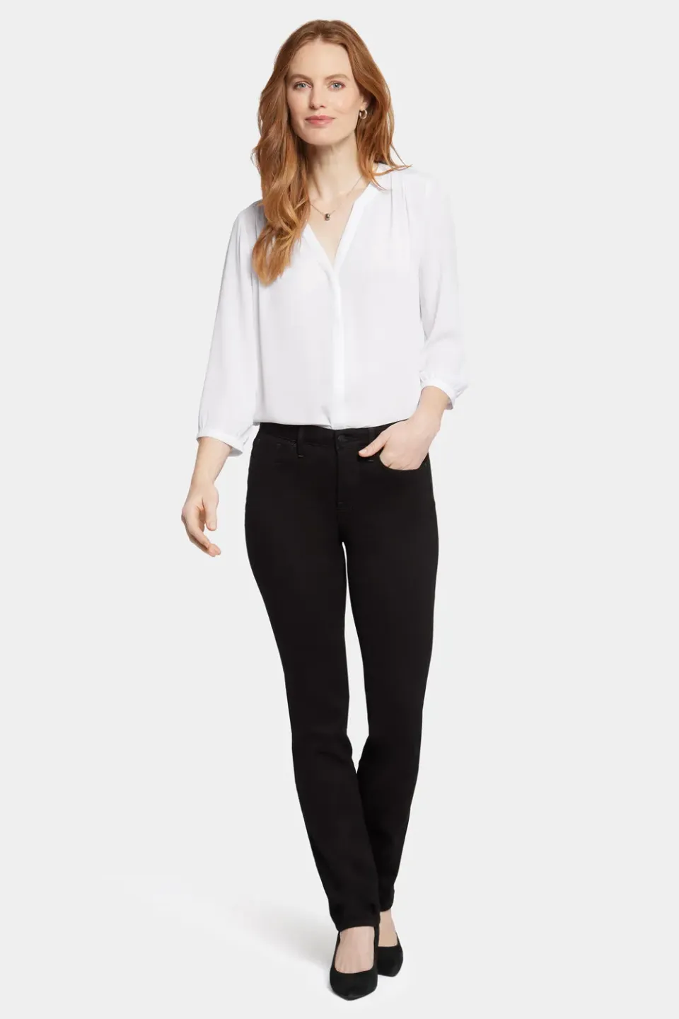 NYDJ Sheri Slim Jeans Black schwarze Slim-Jeans