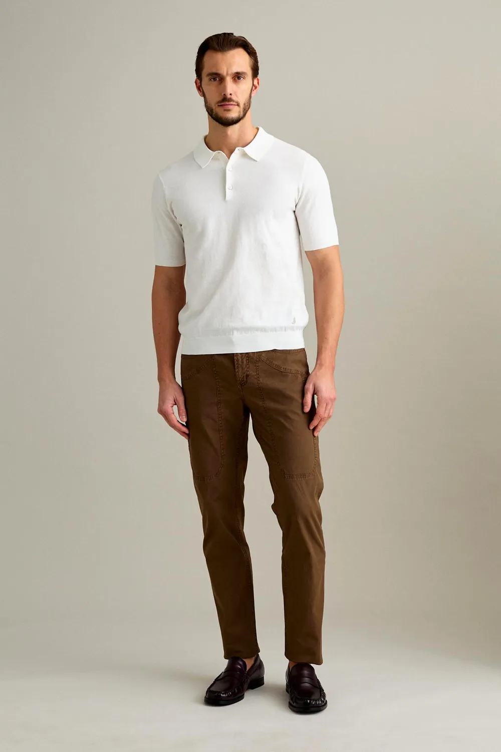 Jeckerson Polo Poloshirt Weiß Crepe-Baumwolle