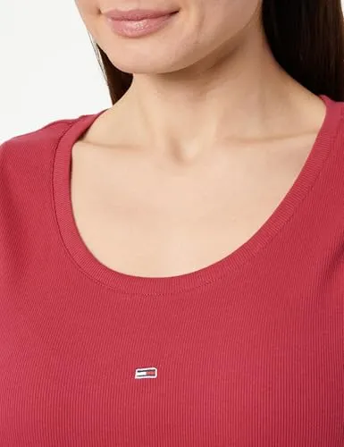 Tommy Jeans Essential Rib Bodycon Kleid Rot 1XL figurbetont