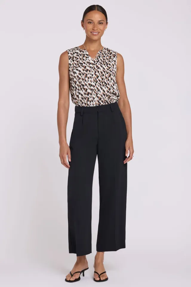 NYDJ Ankle Trouser Stoffhose Schwarz High Rise