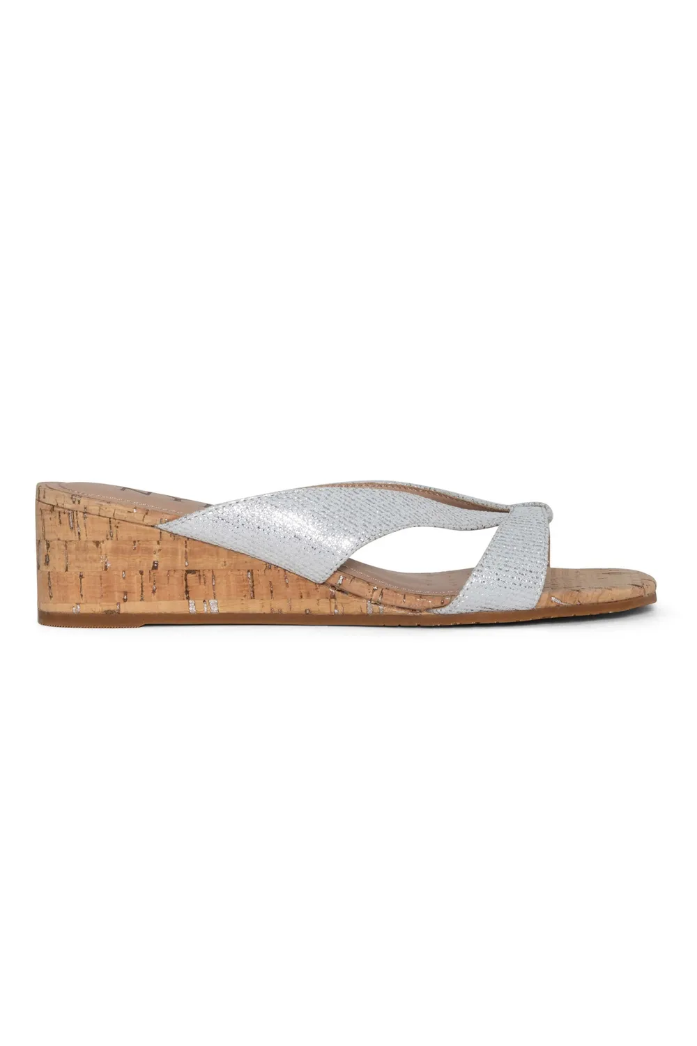 NYDJ Contessa Wedge Sandalen Silber Metallic Leder