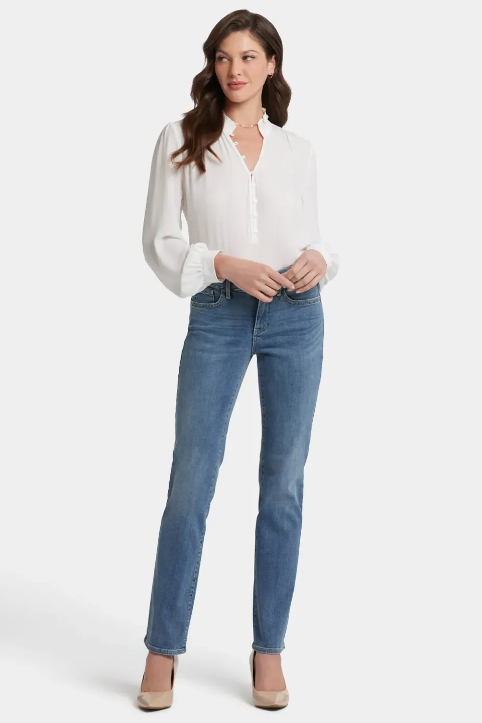 NYDJ Marilyn Straight Jeans Petite Heyburn Wash gerader Schnitt