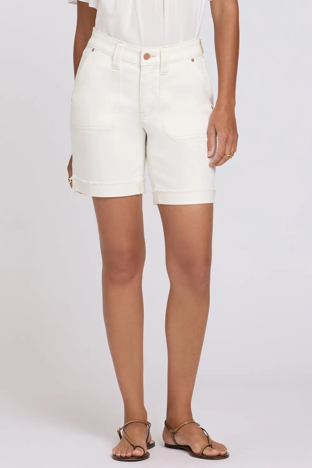 NYDJ Diana Relaxed Denim Shorts Vintage White