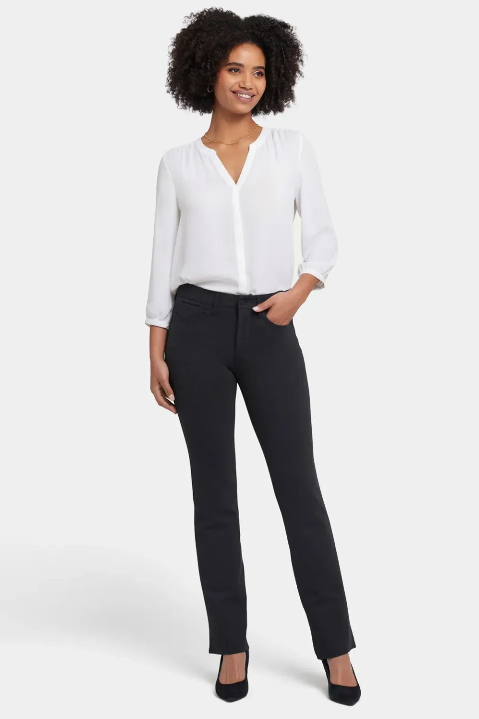 NYDJ Marilyn Straight Pants Charcoal Stoffhose Grau Shape