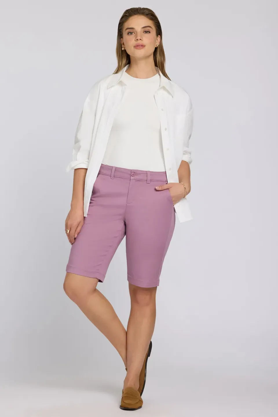 NYDJ Bermuda Shorts Dusky Daisy Stretch-Twill pink