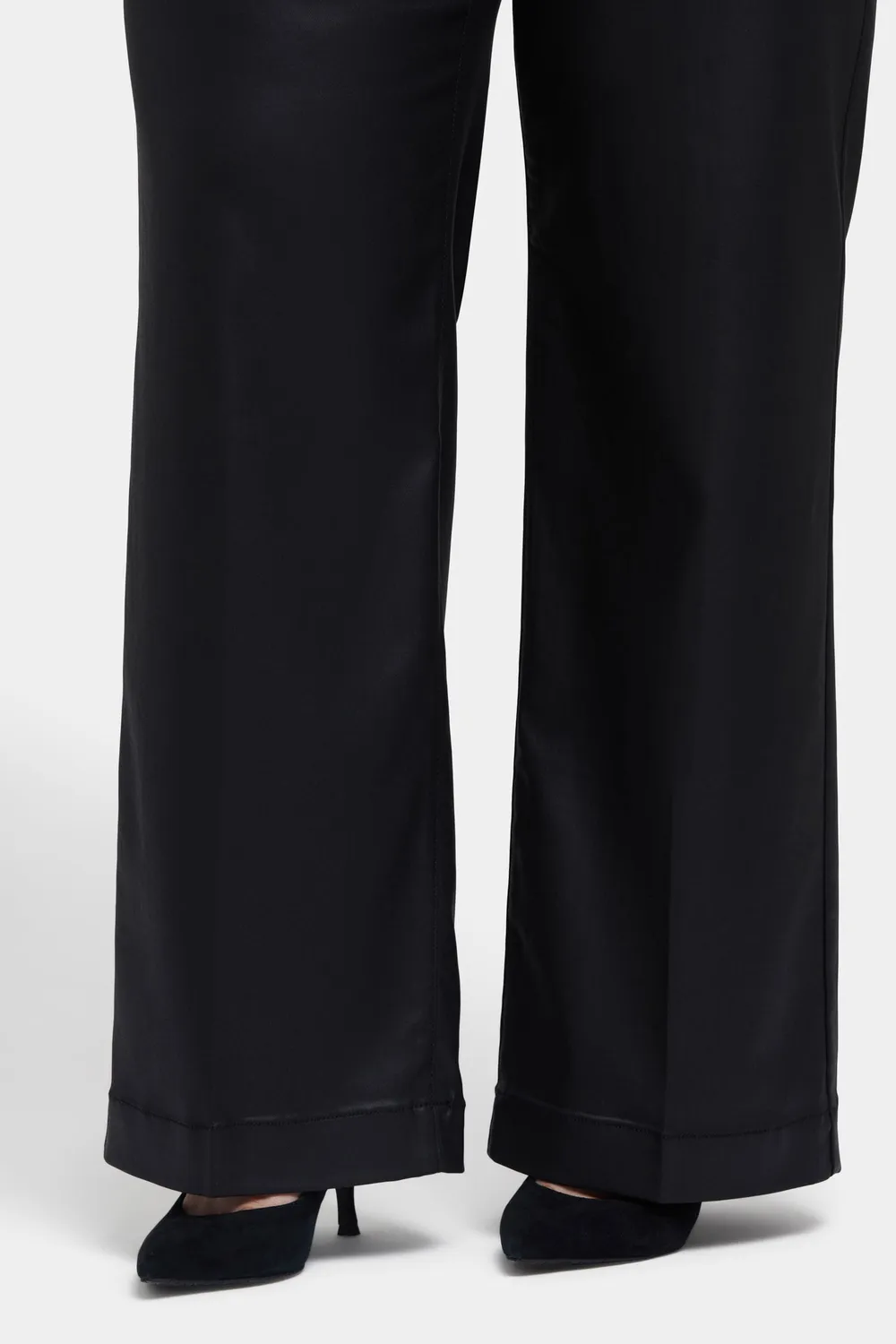 NYDJ Teresa Coated Wide Leg Jeans Schwarz Plus