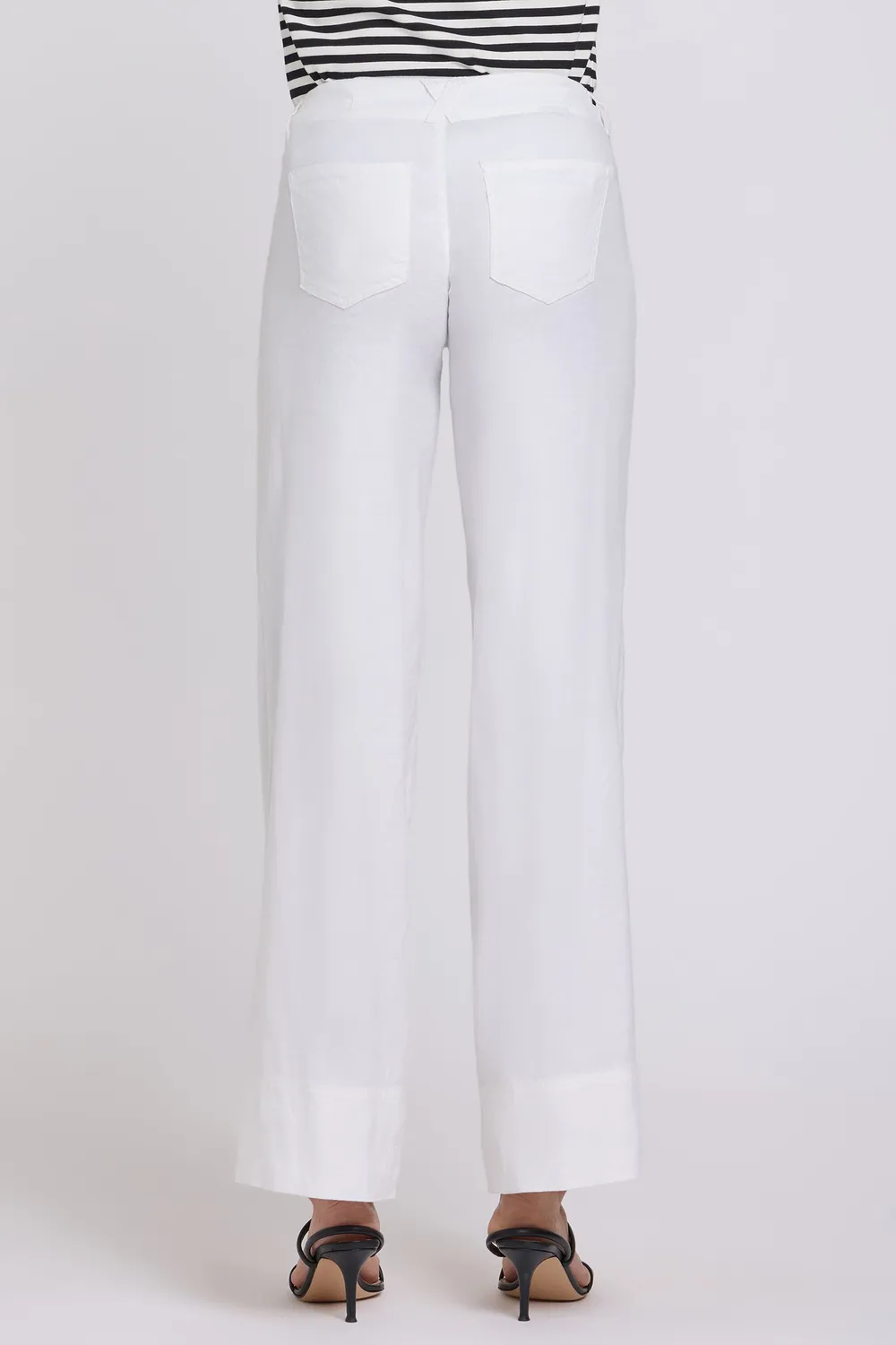 NYDJ 5 Pocket Wide Leg Hose Optic White Leinen Stretch
