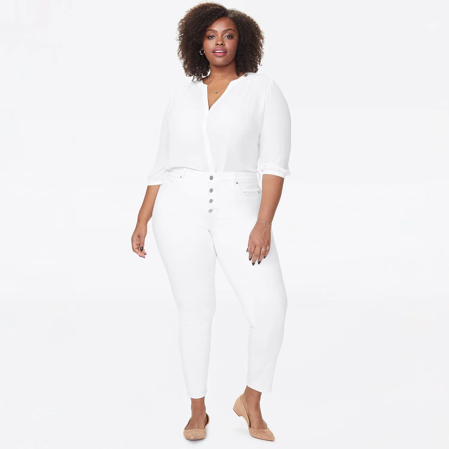 NYDJ Ami Skinny Ankle Jeans Weiss Plus Stretch