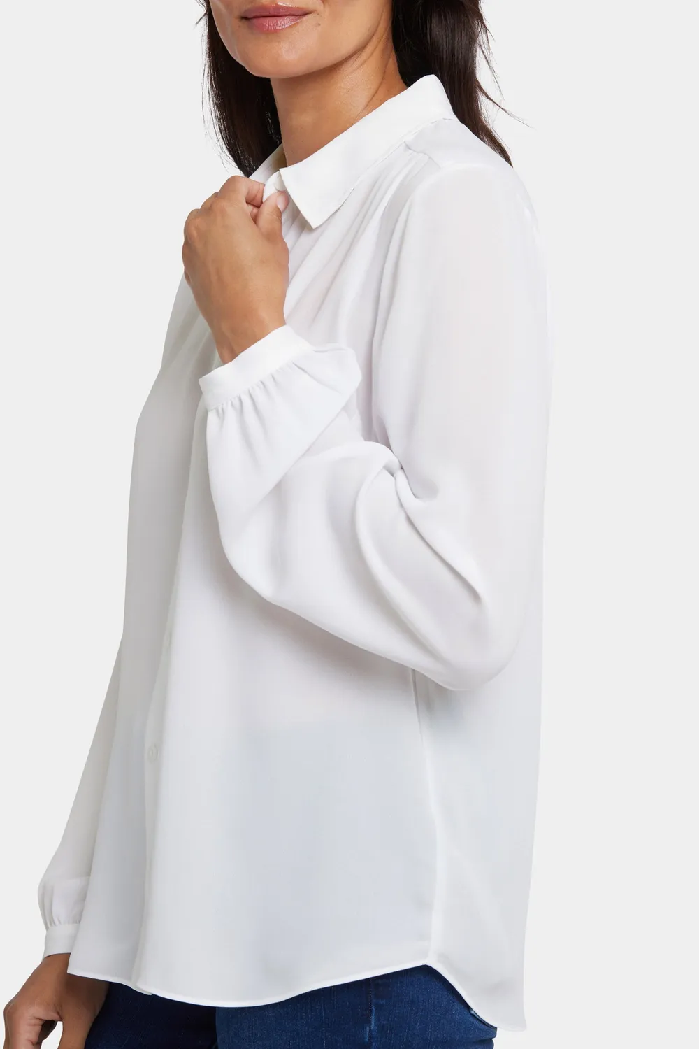 NYDJ Modern Bluse Optic White mit Kellerfalte