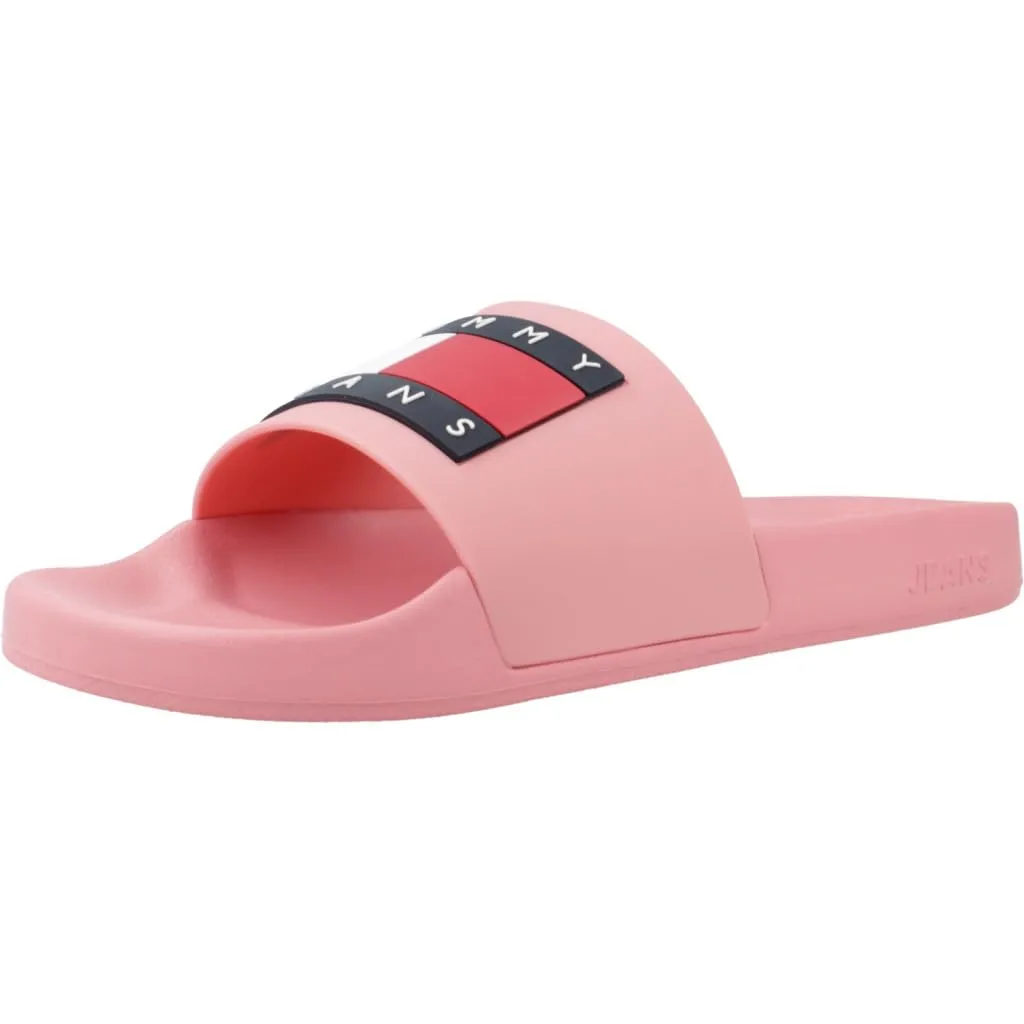 Tommy Jeans Flag Pool Slide Damen Schlappen Schwarz 38 EU