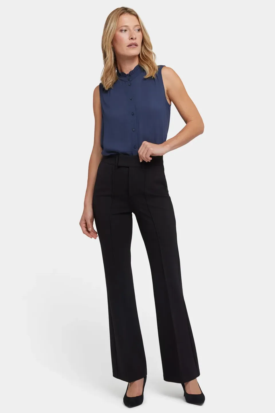 NYDJ High Rise Bootcut Stoffhose Schwarz