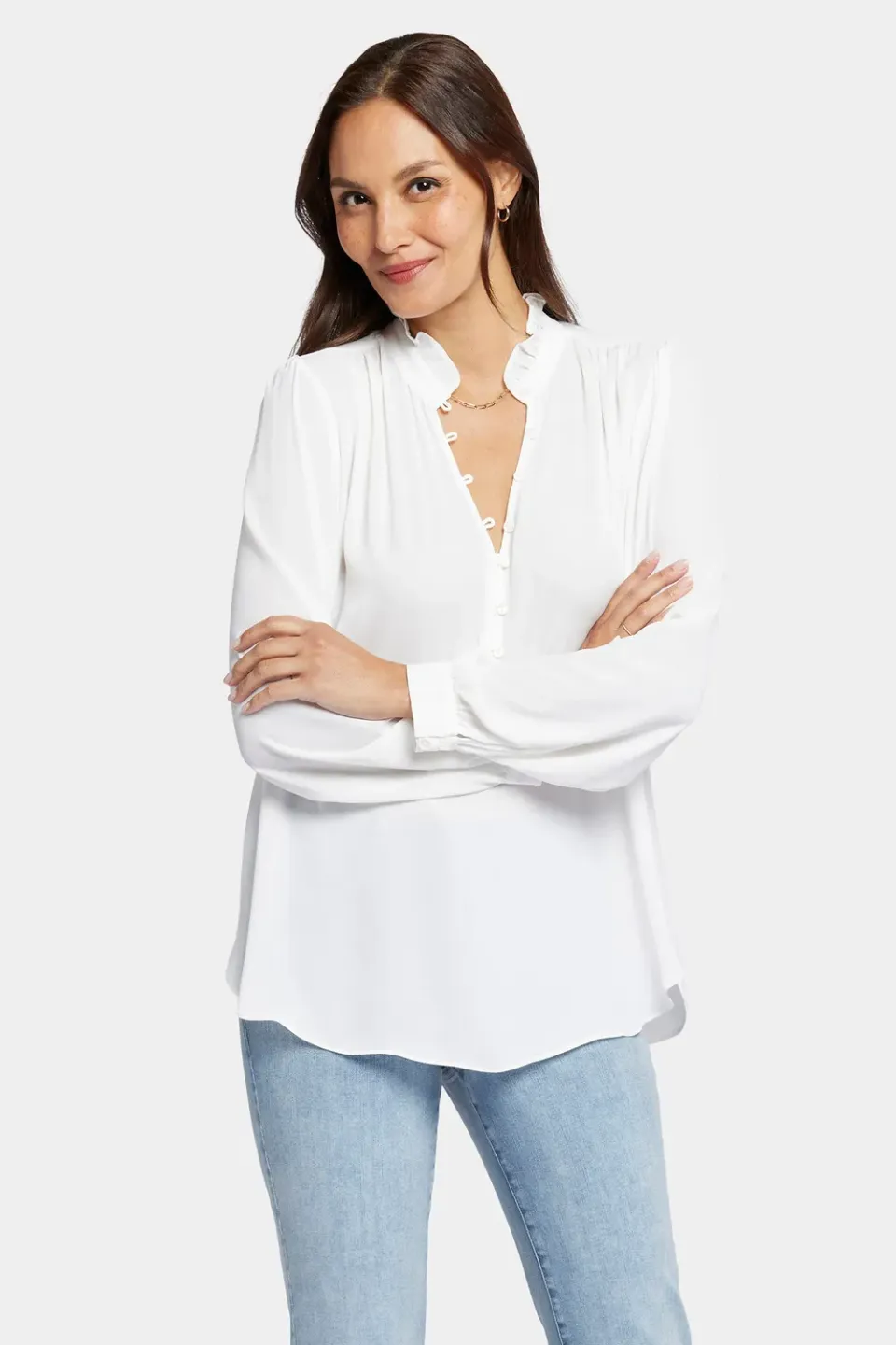 NYDJ Hannah Bluse Optic White Recycled