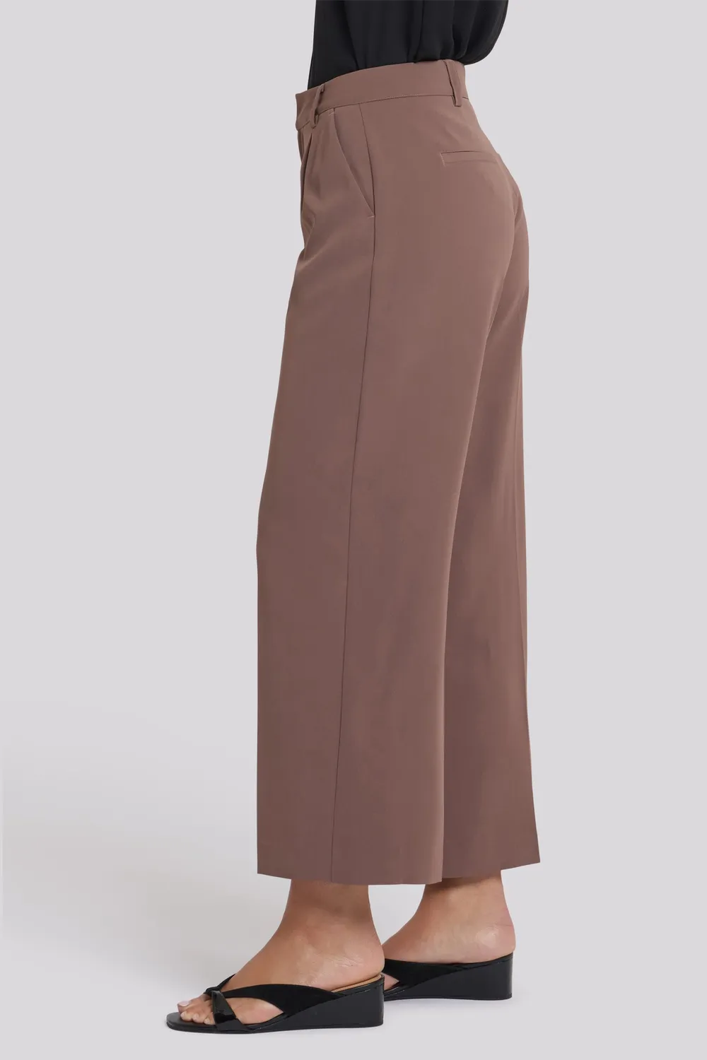 NYDJ Wide Leg Ankle Stoffhose Dunkeltaupe