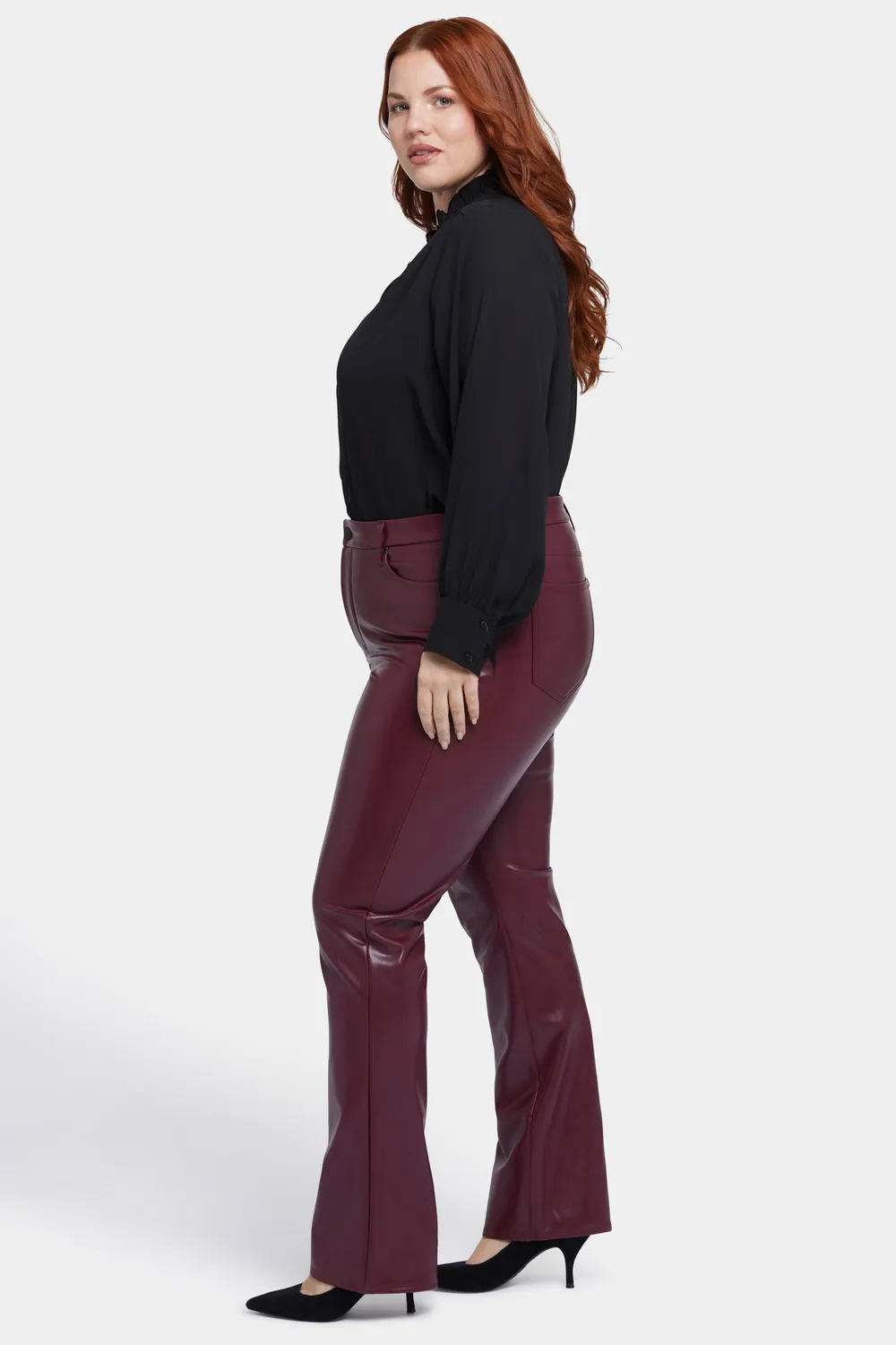 NYDJ Faux Leather Marilyn Straight Pants Hose Tavern
