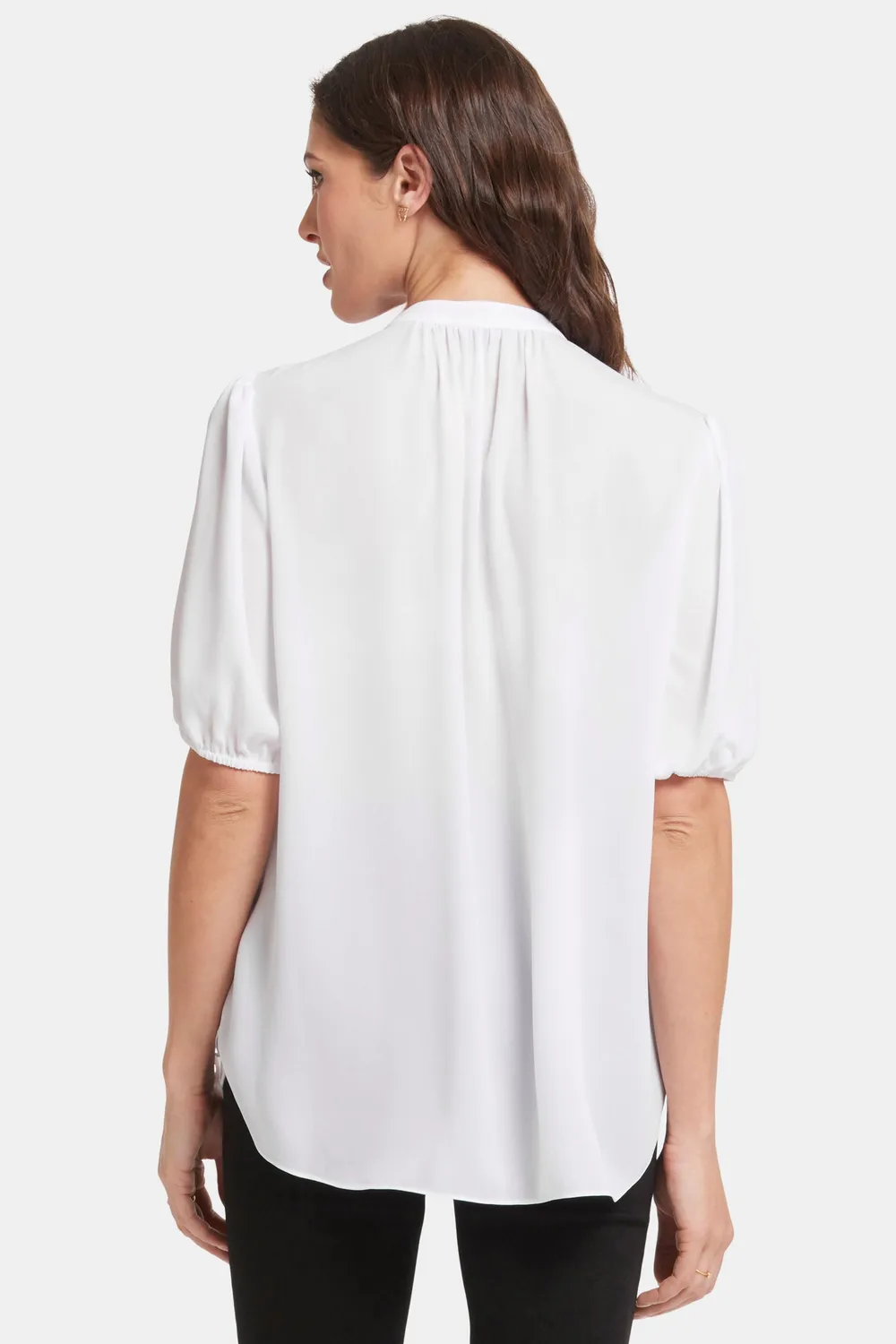NYDJ Popover Bluse Optic White Puffärmel kurz