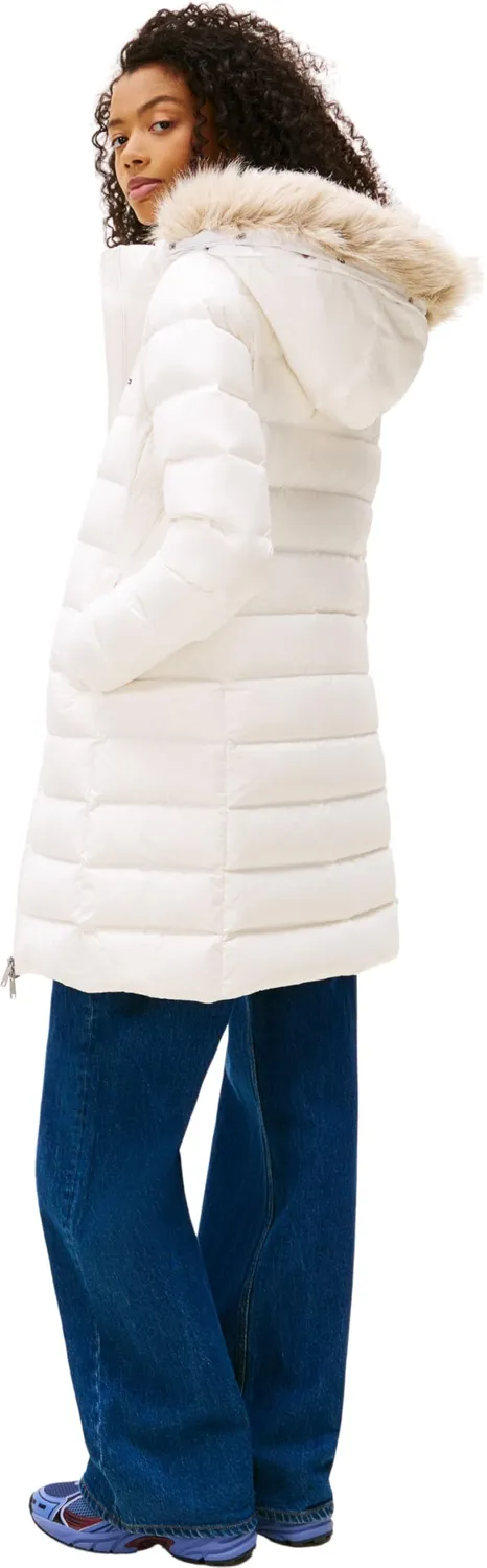 Tommy Jeans Essential Daunenmantel Damen Schwarz mit Kapuze