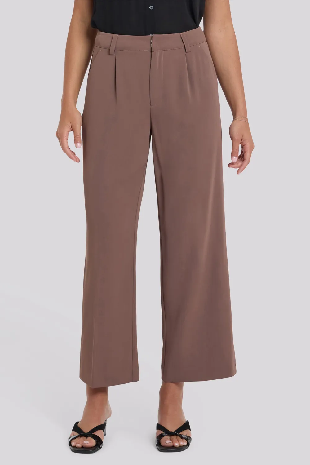 NYDJ Wide Leg Ankle Stoffhose Dunkeltaupe
