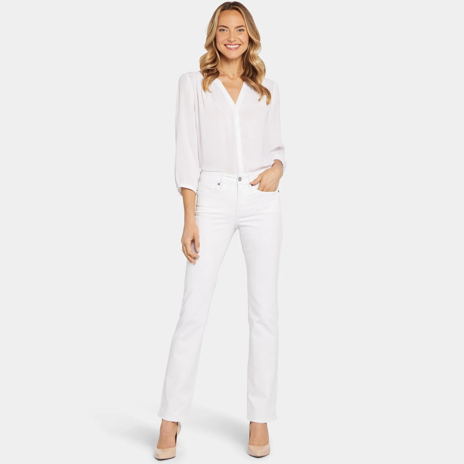 NYDJ Marilyn Straight Jeans Tall Optic White lang