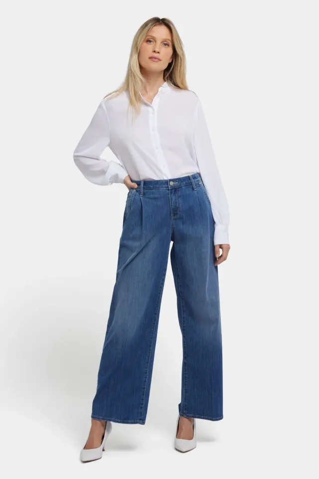 NYDJ Teresa Wide Leg Ankle Jeans Romantic Indigo mit Falten