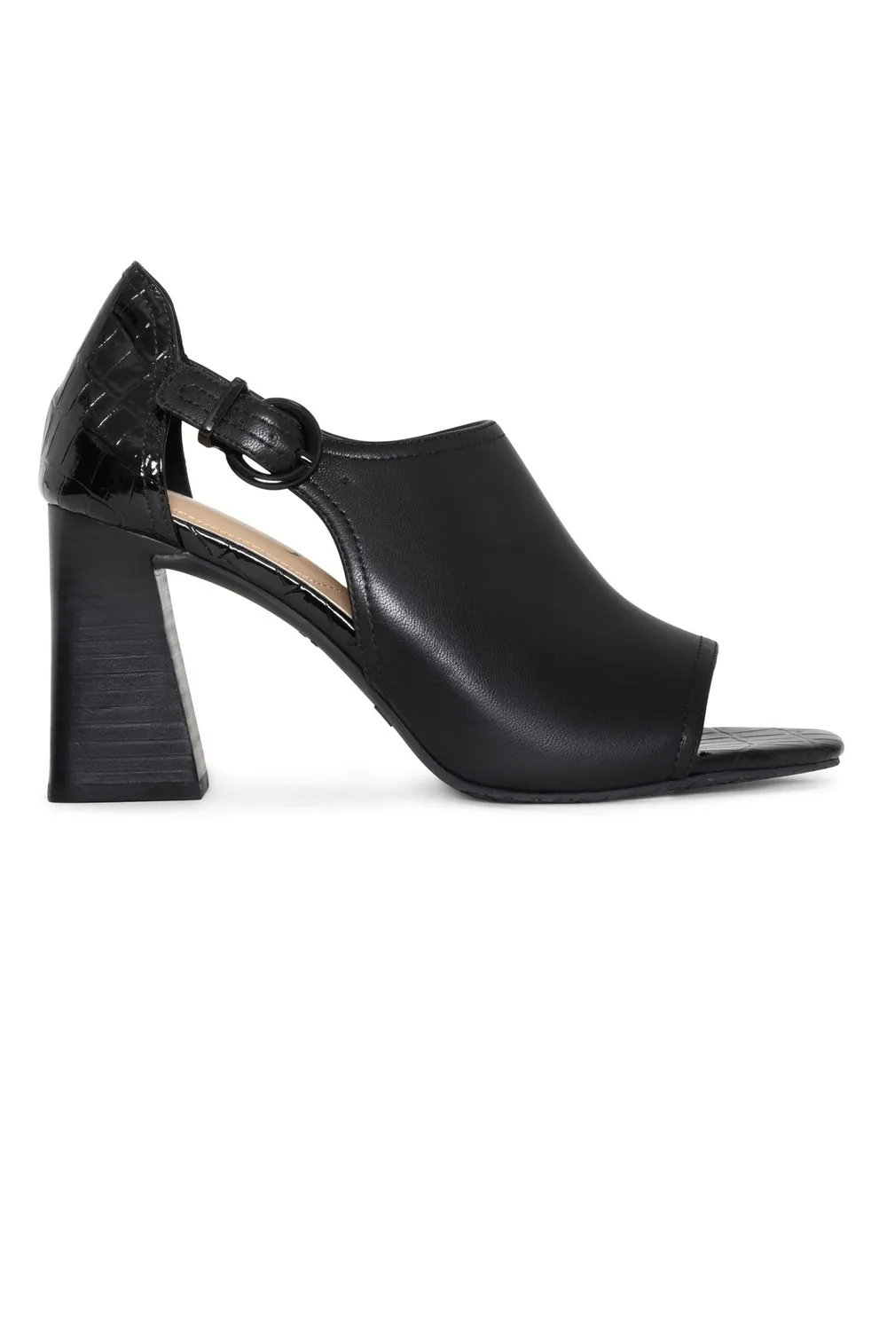 NYDJ Larlie Block Heel Sandalen Schwarz Leder