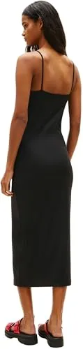 Tommy Jeans Silver Script Midi Kleid M figurbetont Midi