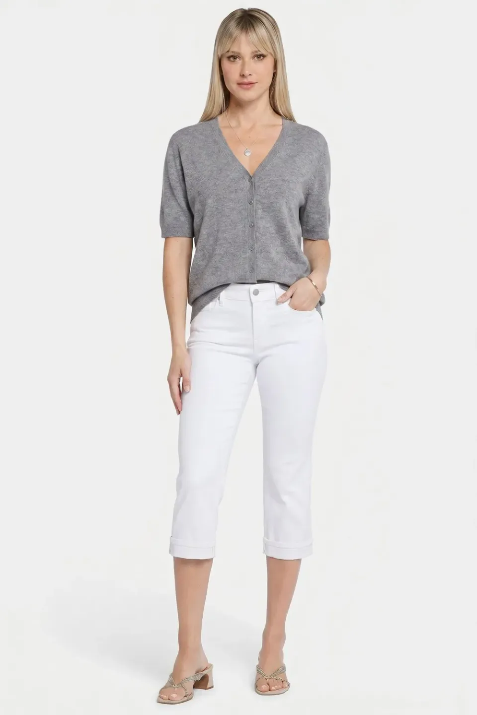 NYDJ Marilyn Straight Crop Jeans Optic White Cool Embrace