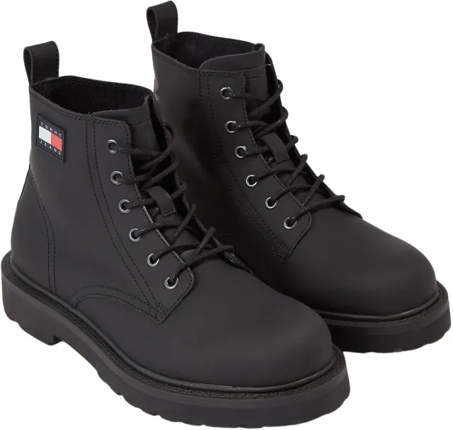 Tommy Jeans TJM Ruberized Herren Boots Schnürstiefel Schwarz