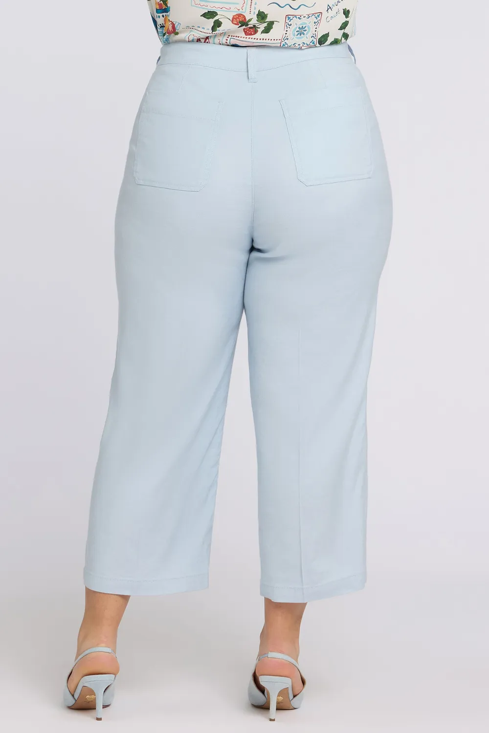 NYDJ Wide Leg Cargo Capri Hose Plus Blue Clover Leinen