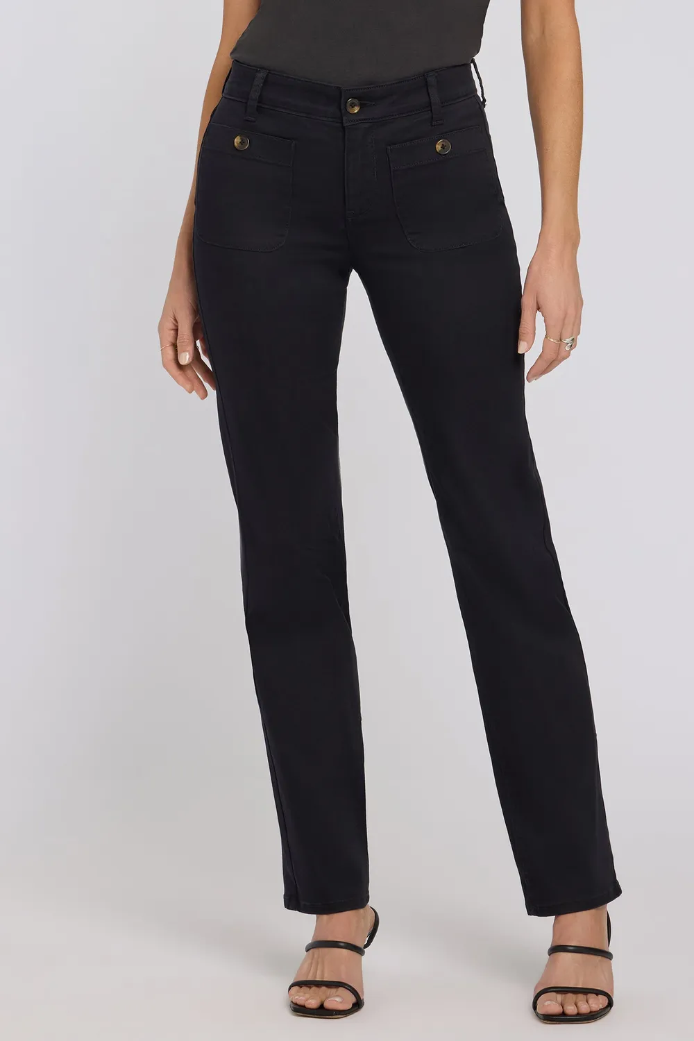 NYDJ Marilyn Straight Jeans Schwarz Patchpockets