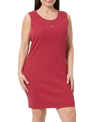 Tommy Jeans Essential Rib Bodycon Kleid Rot 1XL figurbetont