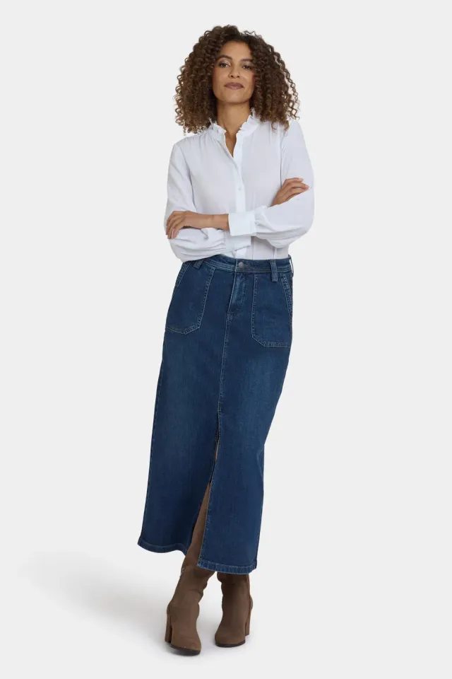 NYDJ High Rise Long Skirt Louvre Sapphire Jeansrock
