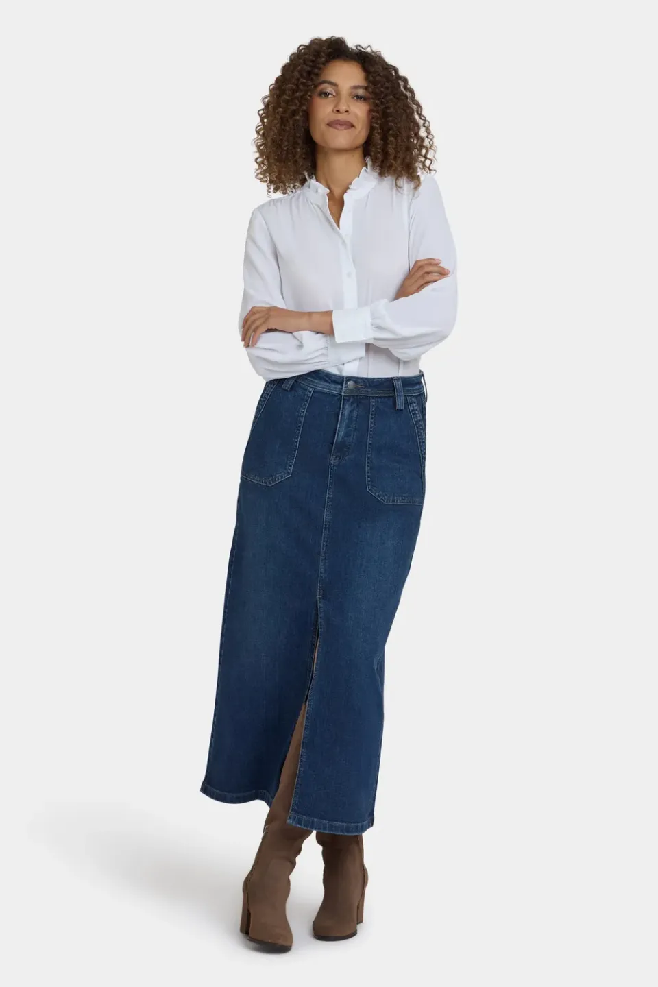 NYDJ High Rise Long Skirt Louvre Sapphire Jeansrock