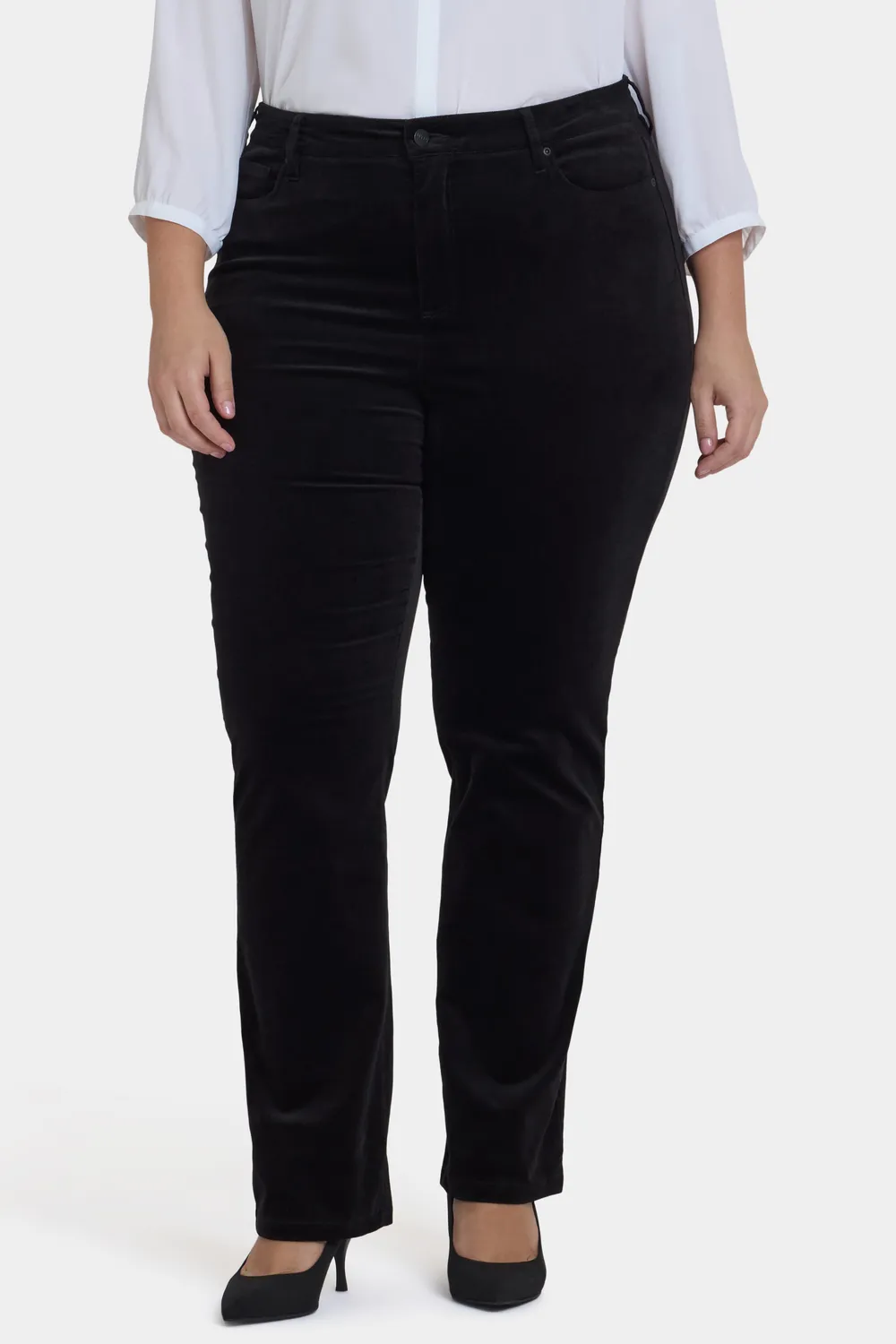 NYDJ Marilyn Straight Hose Schwarz Plus Size Velveteen