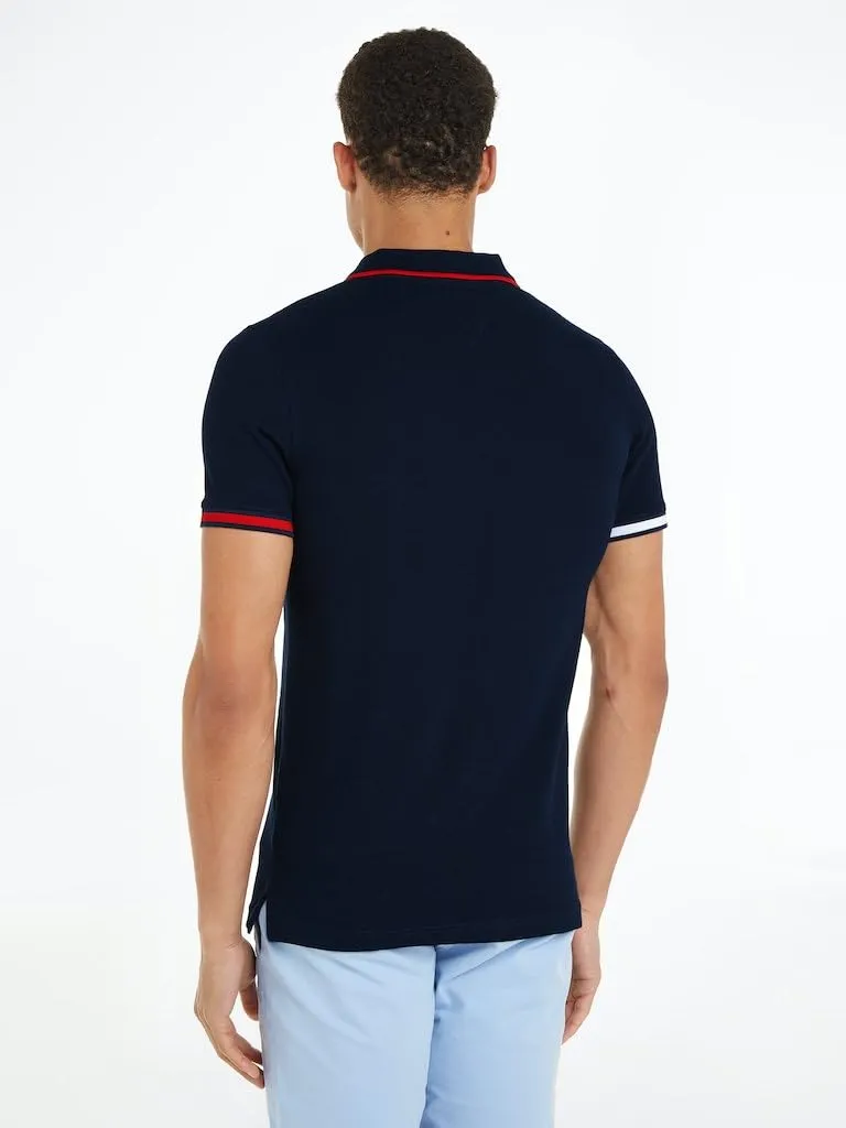 Tommy Jeans TJM REG Flag Cuffs Polo S/S Herren Navy