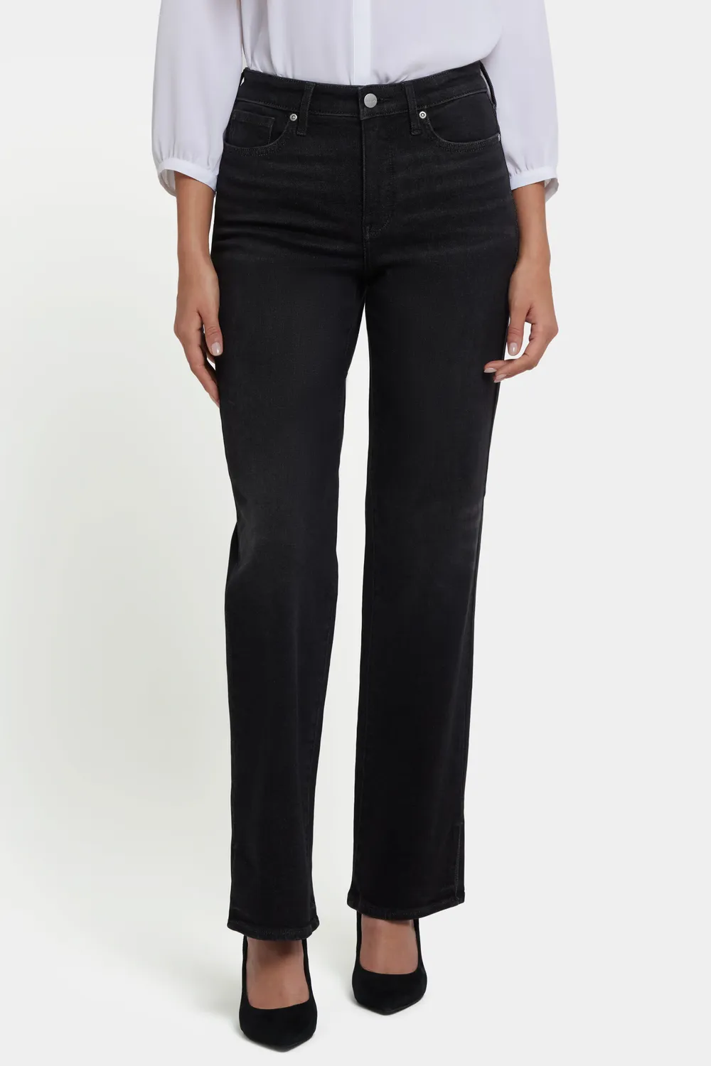 NYDJ Bailey Relaxed Straight Jeans French Nightfall schwarz