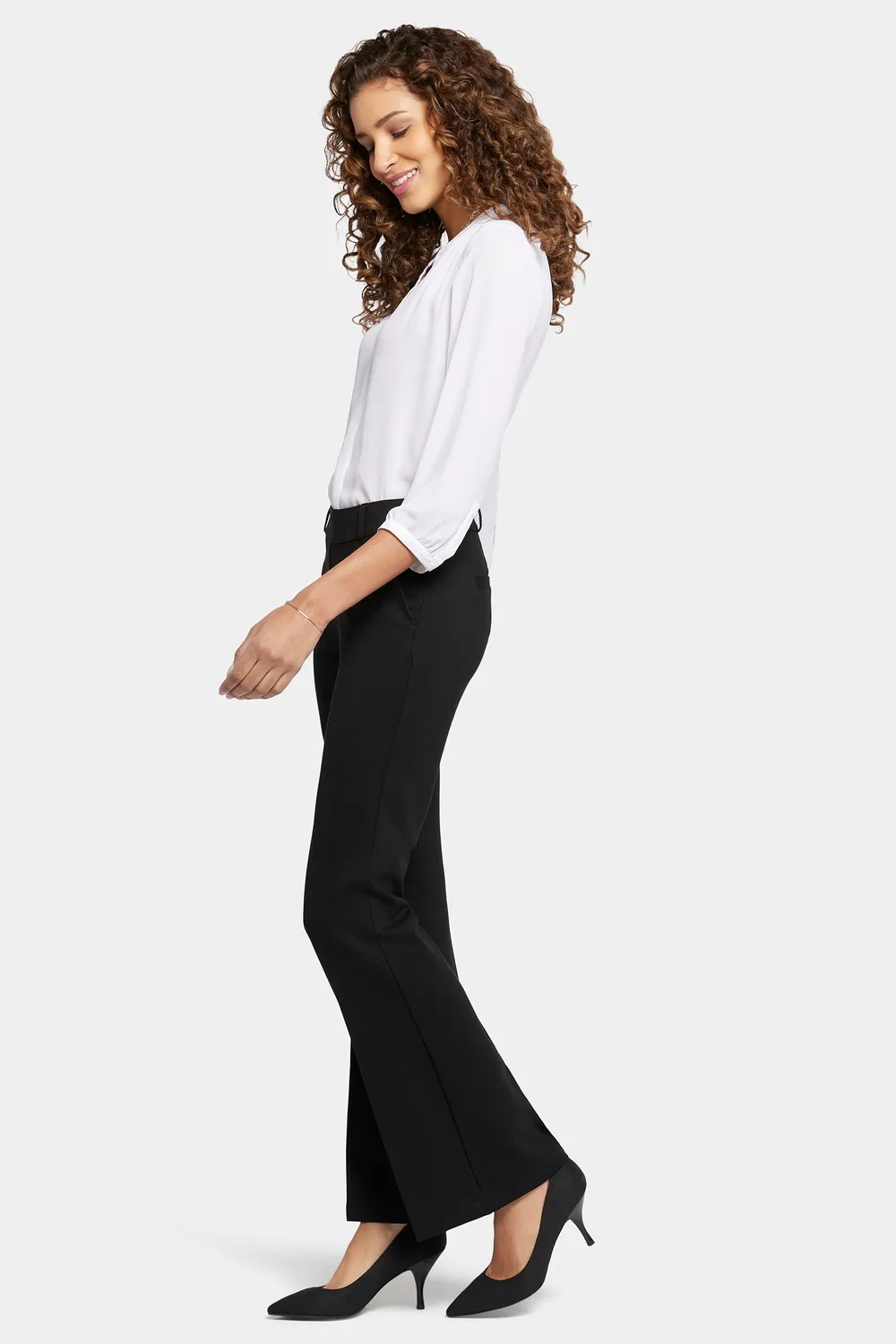 NYDJ Pull-On Flared Petite Hose Schwarz Ponte sculptend