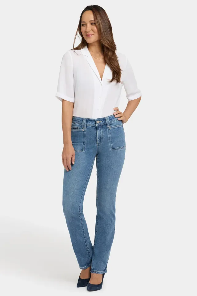NYDJ Marilyn Straight Jeans Bastille Sea hellblau formend