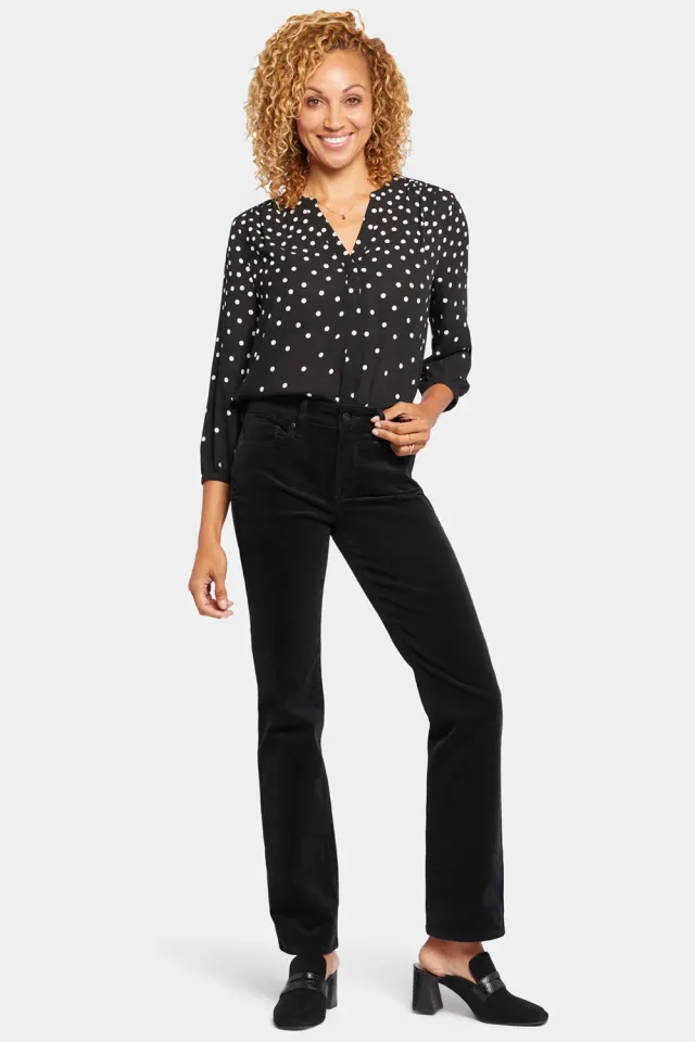 NYDJ Marilyn Straight Hose Petite Schwarz Cord stretch