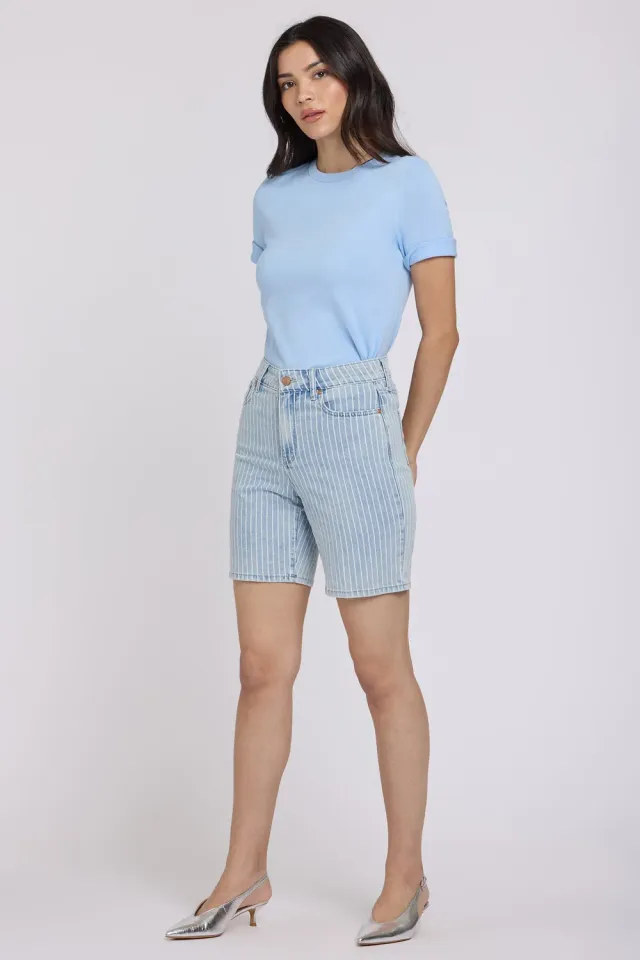 NYDJ Erin Relaxed Denim Shorts Azure Stripe 8