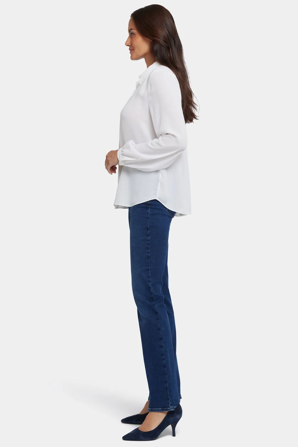 NYDJ Modern Bluse Optic White mit Kellerfalte