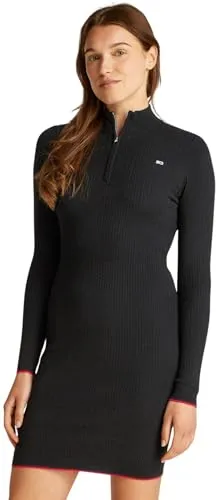 Tommy Jeans Pullover-Kleid 1/4 Zip Figurbetont S