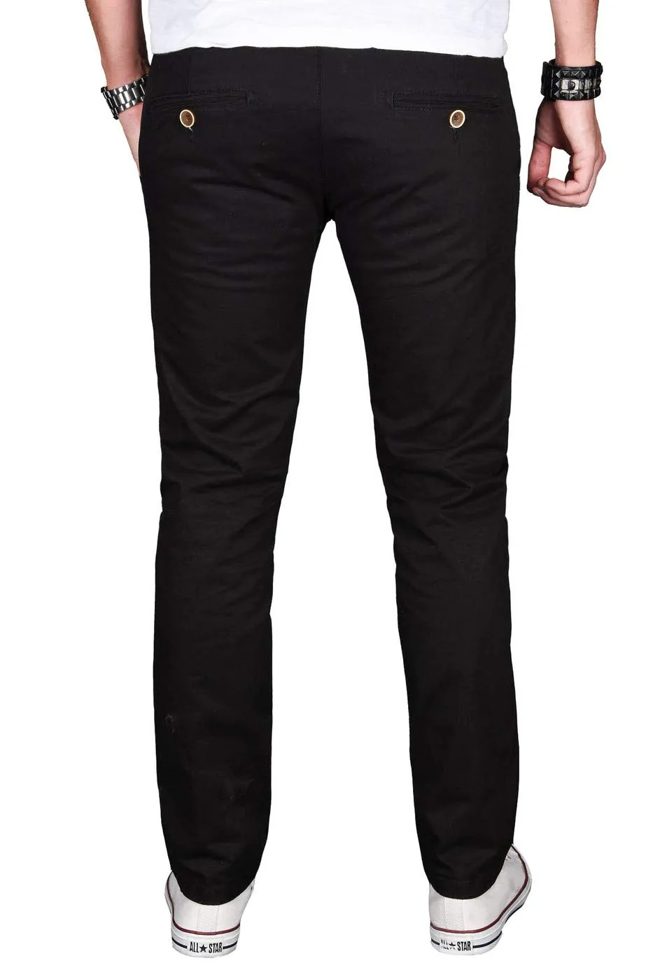 Alessandro Salvarini AS024 Chino Herren Schwarz Stretch