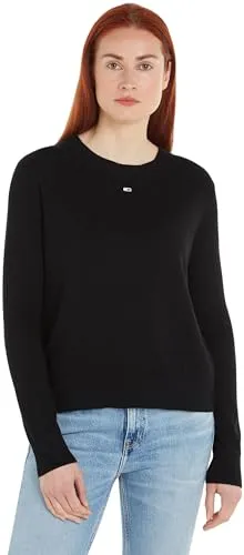 Tommy Jeans Damen Pullover Rundhals Schwarz XS