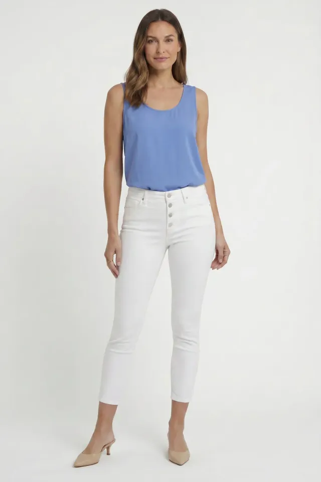 NYDJ Ami Skinny Ankle Jeans Optic White Knopfleiste
